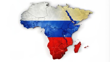 Colorful map of Africa overlaid with Russian flag colors , Russia, Africa, influence, political, economic, military