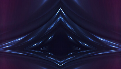 Wall Mural - neon empty stage lamps, pink and purple light, dark corridor, futuristic dark neon portal.
