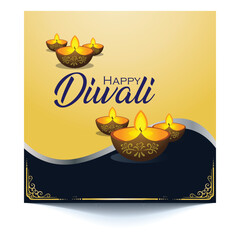 Happy Diwali festival yellow elegant banner design with background. 123.