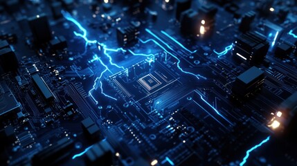 Poster - Circuit Board with Electrical Currents