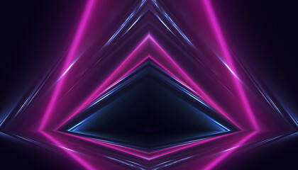 Wall Mural - neon empty stage lamps, pink and purple light, dark corridor, futuristic dark neon portal.