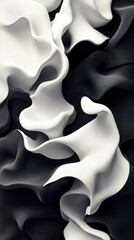 Abstract black and white waves create modern, dynamic visual experience