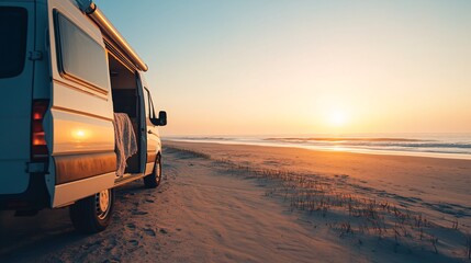 van life sunset at the beach