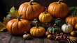© SONYA DESIGN - A charming display of pumpkins and fall decor on a rustic wooden table, celebrating the beauty of autumn in October.