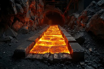 Wall Mural - Molten Metal Flowing Through Industrial Tunnel