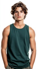 handsome man in a green tank top. ai generated