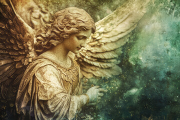 Wall Mural - An artistic representation of Archangel Raphael with serene expression