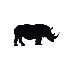 Wall Mural - The silhouette of a rhinoceros. Original vector illustration in vintage style isolated on white background.