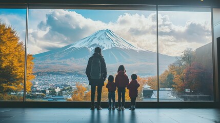 A family of three, a man and two children