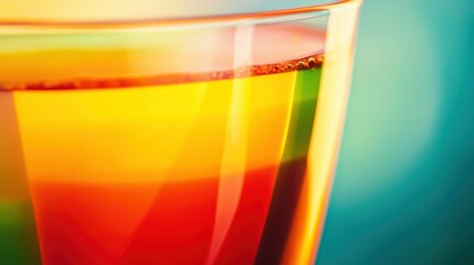 Poster - A colorful layered drink showcasing vibrant hues in a glass.