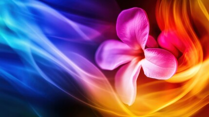 Sticker - A vibrant, abstract background featuring a pink flower amidst colorful swirls of light.