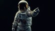 © BerkahStock - An astronaut in a spacesuit points toward the viewer against a dark background.