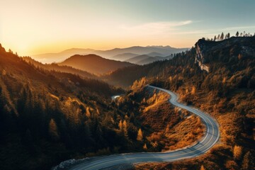 Canvas Print - Road forest mountain outdoors.