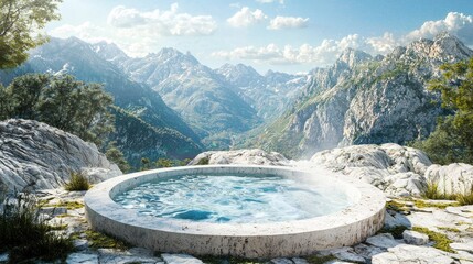 Wall Mural - A jacuzzi located in the middle of a crazy mountain with an amazing view, amazing nature /