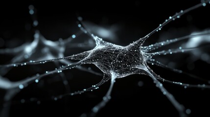 AI Neural Nets. Futuristic Background of Artificial Intelligence Neural Networks. Black Background.