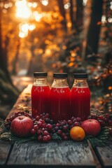 Wall Mural - Healthy fresh red fruit juice, drink. Vitamins, fitness drink, health food. Natural. Organic. Raspberry. Strawberry. Cherry. Apple.