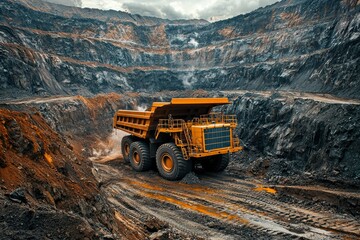 Yellow Mining Dump Truck in a Quarry