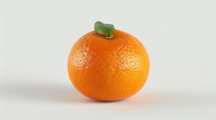 Wall Mural - A bright orange with a leaf placed on its top