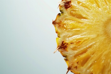 Sticker - A close-up view of a pineapple cut in half, revealing its juicy interior