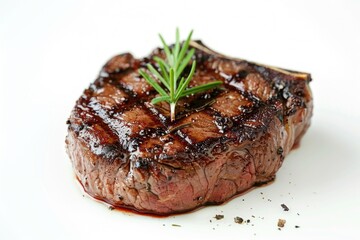 Sticker - Freshly cooked steak served with a fragrant sprig of rosemary, perfect for a romantic dinner or special occasion