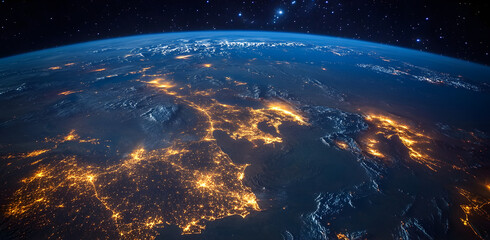 Wall Mural - earth at night from space