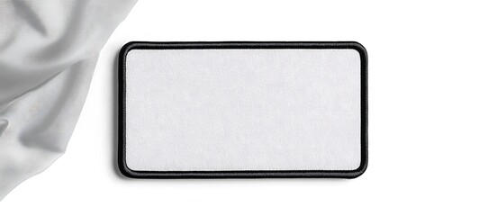 black and white rectangle embroidered patch mockup