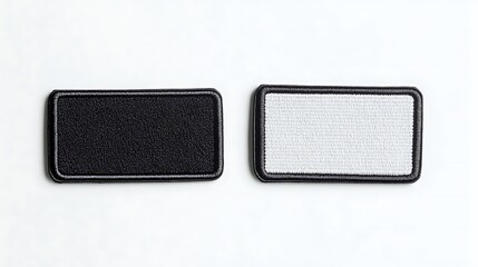 black and white rectangle embroidered patch mockup