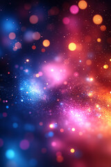 Poster - An explosion of neon-colored bokeh lights,