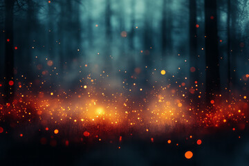 Poster - A warm composition of red, orange, and yellow bokeh,