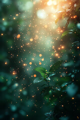 Aufkleber - A gentle gradient of bokeh lights from emerald green to soft violet,