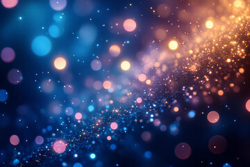 Poster - A soft-focus collection of tiny blue, pink, and green bokeh lights,