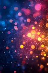 Aufkleber - A dynamic cluster of bright cyan, magenta, and yellow bokeh,
