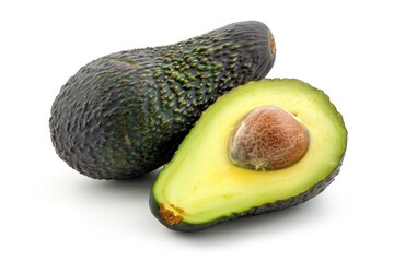 Poster - Fresh avocado cut in half with a whole one next to it, great for food or healthy living concepts