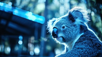 Wall Mural - A close-up of a koala in a natural setting, showcasing its features and habitat.