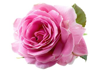 Wall Mural - A close-up view of a beautiful pink rose against a clean white background