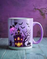 Halloween silhouette in mug design