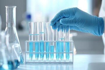 Aufkleber - Various glassware for medical experimentation, biotechnology, and pharmaceutical research, such as flasks and beakers, liquid tube equipment, and bioscience laboratory research equipment.