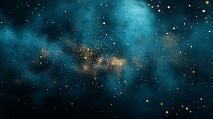 Canvas Print - Illustration effect, blue dust particles, glitter texture, bokeh glow, magic dust blue particles