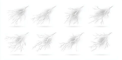 Aufkleber - Lights from lightning and thunder, electric hits, and thunderbolt effects isolated on transparent background.