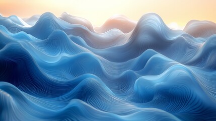 Aufkleber - The vibrant blue abstract wave pattern undulates against a stark white background, evoking an impression of dynamic movement.