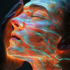 Poster - Light trails swirling in front of an outstretched hand, creating an ethereal and dynamic environment.