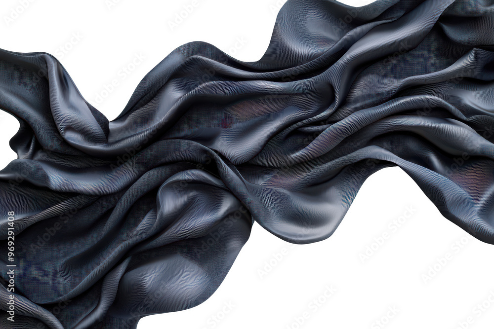 Elegant flowing black silk fabric, creating luxurious and smooth waves ...