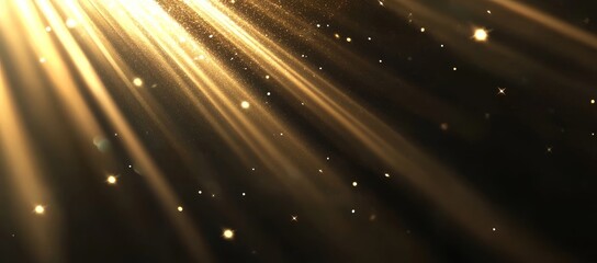 Fototapete - Gold and black abstract glitter lights. Defocused