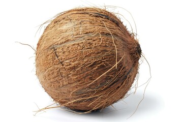 Wall Mural - Close-up shot of a single coconut on a white surface