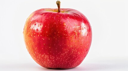 Poster - A close-up shot of a bright red apple sitting on a clean white surface