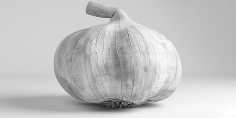 Poster - A single white onion sitting on a table, ready for use