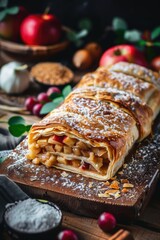 Canvas Print - Tasty delicious homemade apple pie closeup view