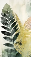 Wall Mural - Fern plant leaf art.