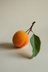 Sticker - A close-up shot of a fruit with a leaf on a table