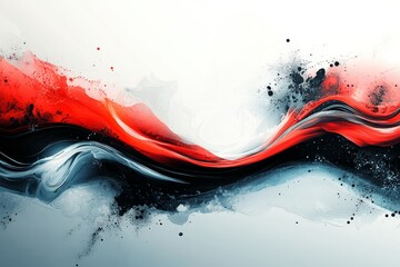 Poster - Abstract Digital Art of Red and Black Swirls on White Background